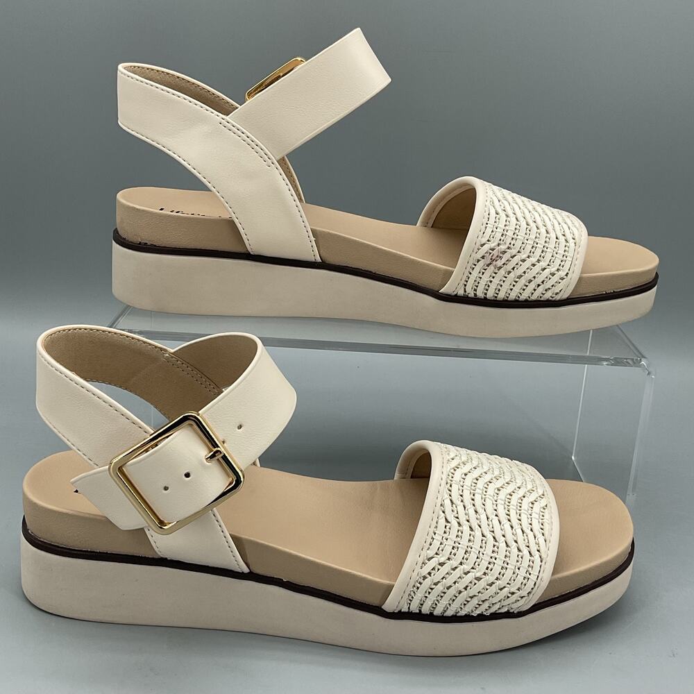 NEW Lifestride Women’s Gillian2 Platform Sandals Cream Size 8.5M